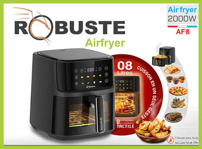 Airfryer 8 Litres 2000W Tactile Avec Fenêtre Robuste AF8